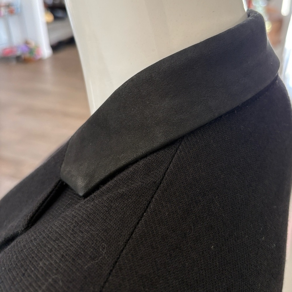 Helmut Lang Classic Black Linen Corporate Goth Office Siren Blazer Leather Lapel - Picture 6 of 9